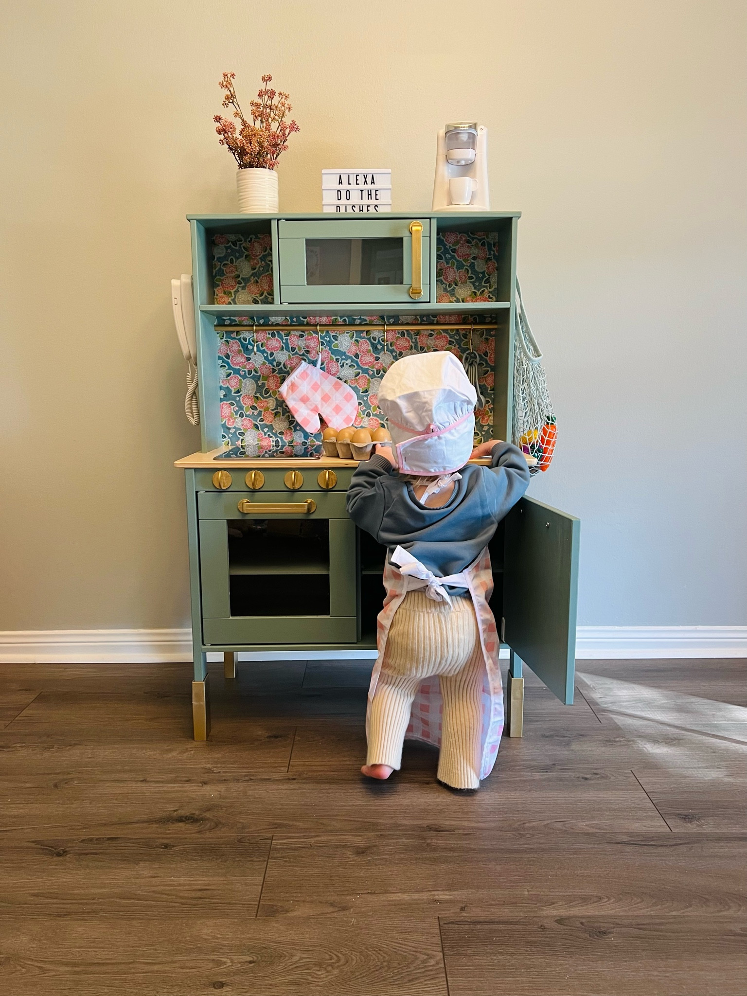 Ikea play kitchen makeover 👩🏼‍🍳 
ikea toy finds/ ikea play kitchen/ diy play kitchen/ kids chef hat/ kids apron 

#LTKkids #LTKhome #LTKbaby