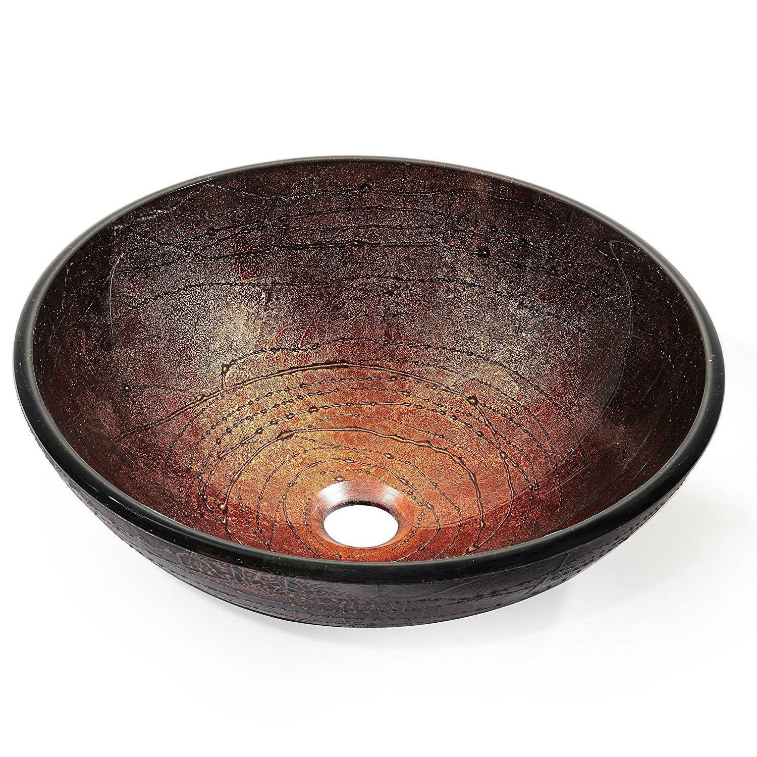 Copper-Color Round Glass Bathroom Vessel Sink, Modern Design | Best Buy U.S.