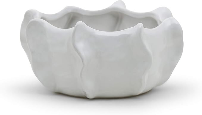 WGV Ceramic Bowl Vase, Width 7.5", Height 3.5", Corral Pot, White Large Mantel Planter Centerpiec... | Amazon (US)