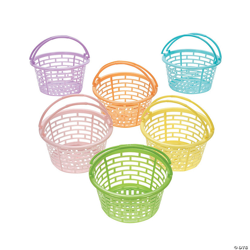 Pastel Round Plastic Easter Baskets - 12 Pc. | Oriental Trading Company