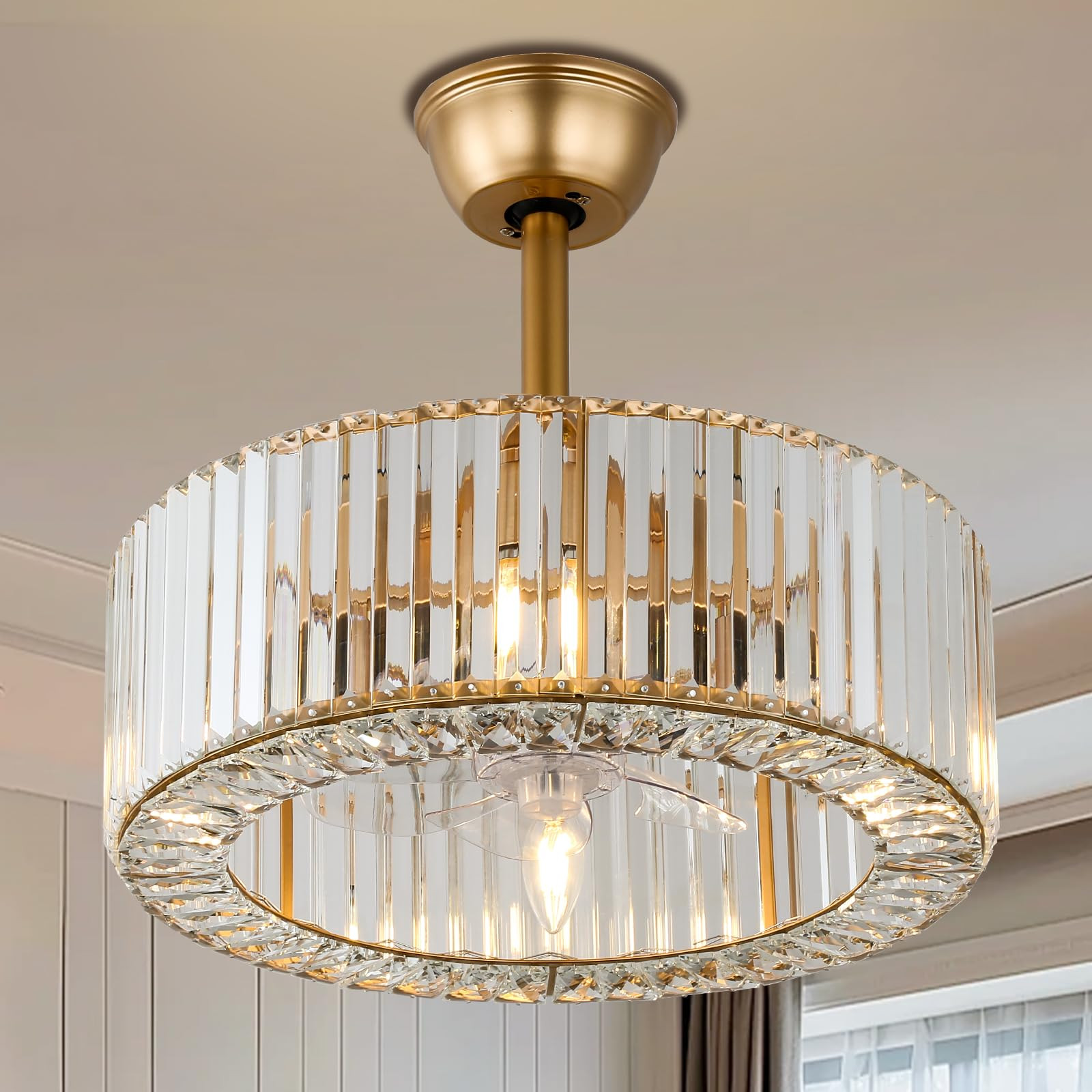 FRIXCHUR Modern Chandelier Ceiling Fan with Lights Crystal Fandeliers with Lights and Remote Gold... | Amazon (US)