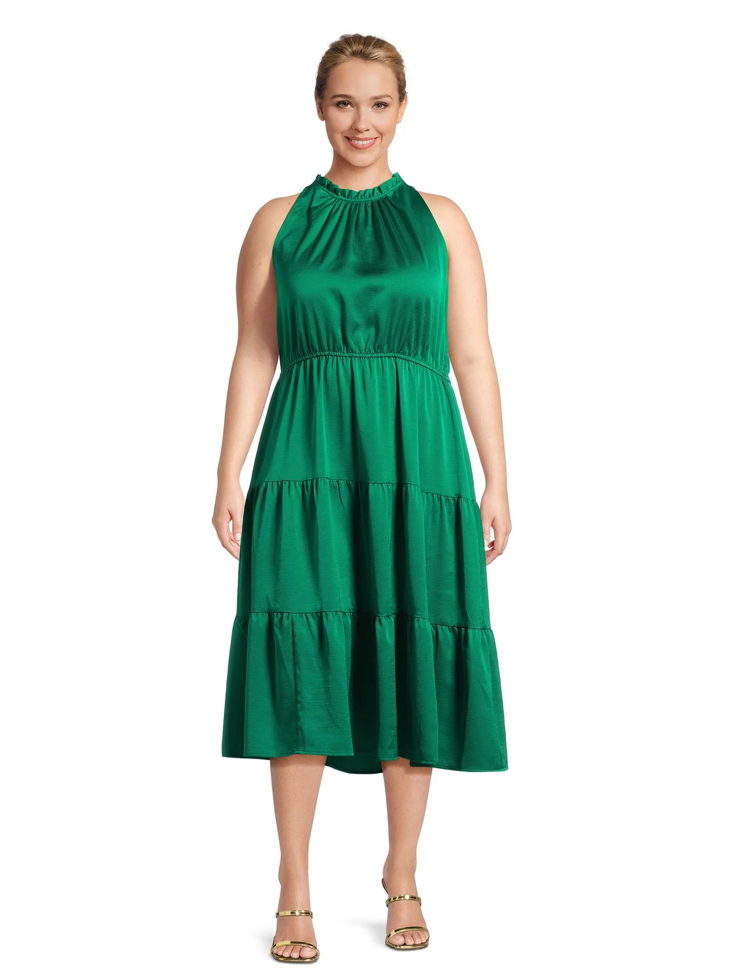 Nine.Eight Women's Plus Size Satin Halter Dress | Walmart (US)