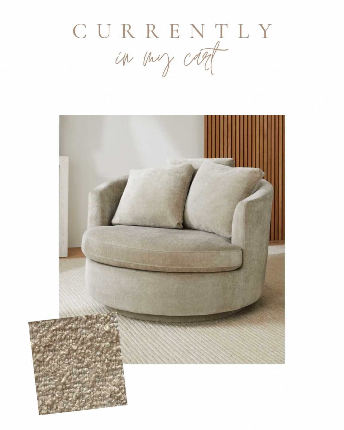 currently in my cart: round swivel chair in boucle fabric, cozy chair, accent chair, living room chair 

#LTKstyletip #LTKhome