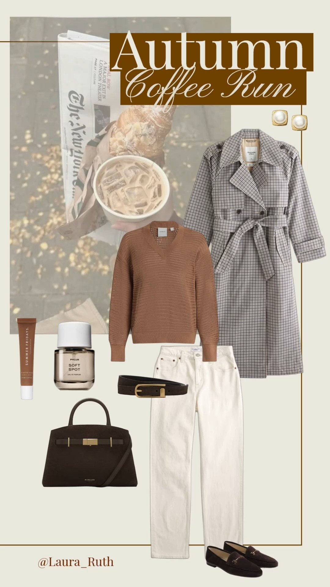The perfect Autumn look for a coffee and croissant run 🤎🤍☕️ white jeans, brown suede loafers, a brown sweater & classic trench coat, fall outfits women 

 #LTKuk #LTKautumn #LTKbag