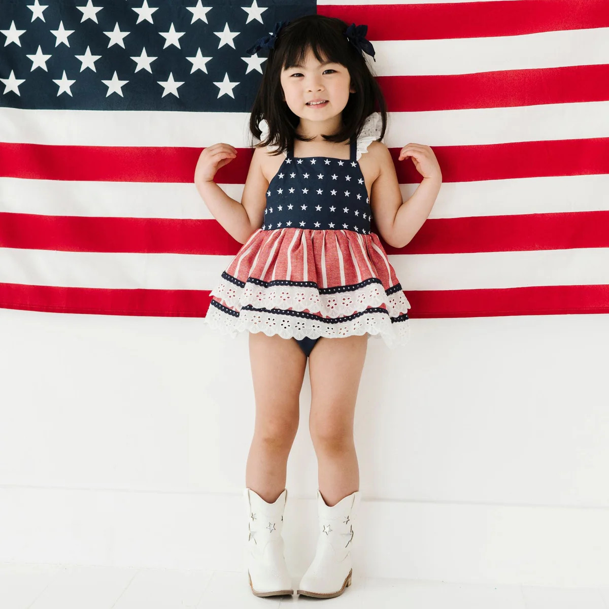 USA Tiered Ruffle Dress | Bums & Roses