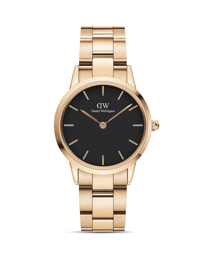 Black Dial Rose Gold-Tone Link Bracelet Watch, 28mm-32mm | Bloomingdale's (US)