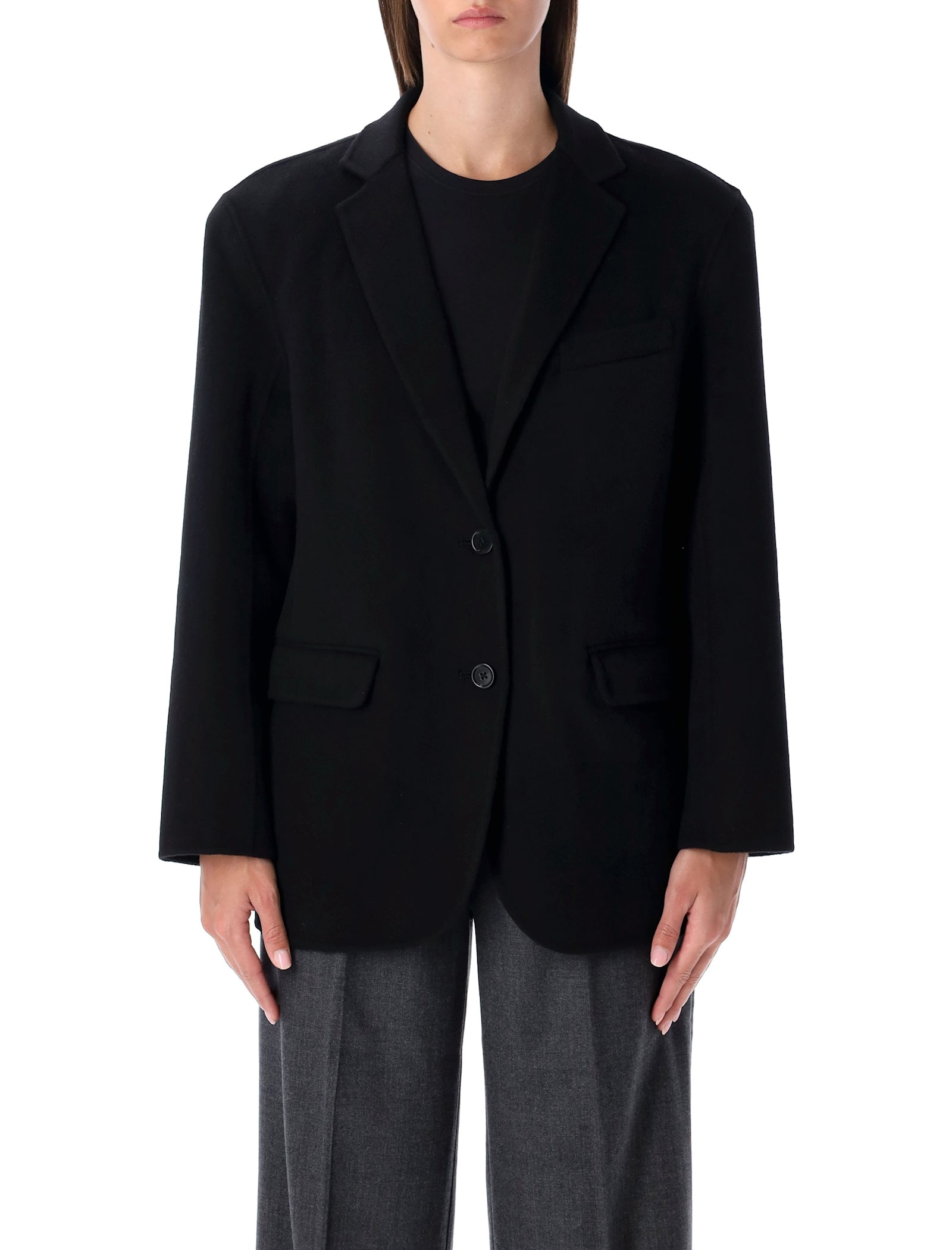 Anine Bing Quinn Oversized Black Wool Cashmere Blazer | Italist.com US