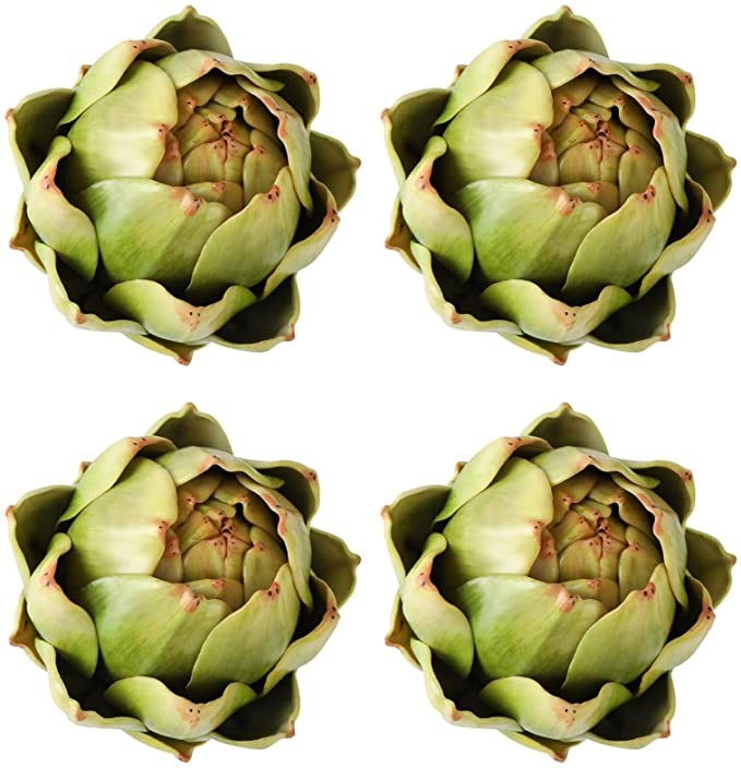[4-Pack] Large Green Faux Artichokes - Artificial Vegetables and Fake Fruits for Kitchen Decorati... | Amazon (US)