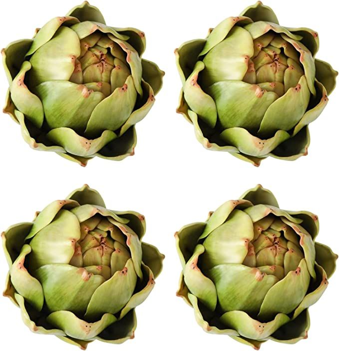 [4-Pack] Large Green Faux Artichokes - Artificial Vegetables and Fake Fruits for Kitchen Decorati... | Amazon (US)