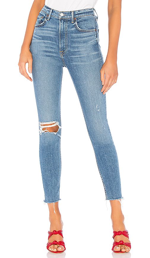 GRLFRND Kendall Super Stretch High-Rise Skinny Jean in Blue. - size 27 (also in 23,24,25,26,28,29,30 | Revolve Clothing (Global)