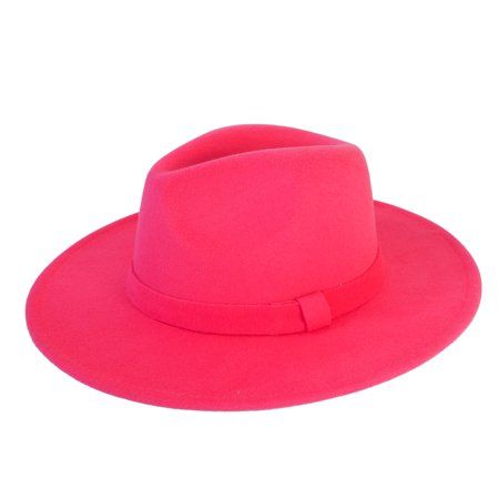 Candy Pink Fedora Panama Upturn Wide Brim Cotton Blend Felt Hat | Walmart (US)