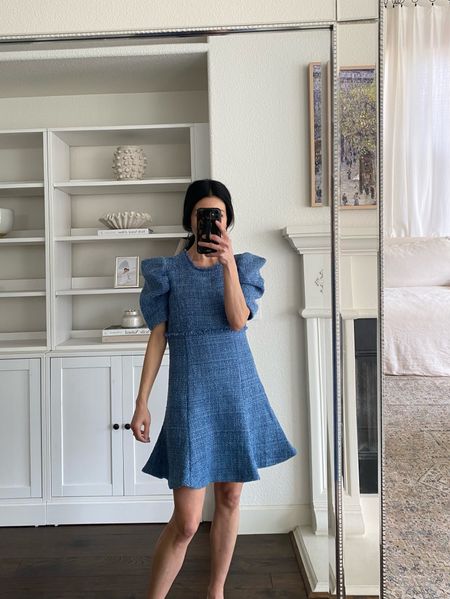 Tweed puff sleeve dress. Perfect for a baby shower, bridal shower or event. It runs small. I went up a size. I’m wearing the size 4 here. 

Spring baby shower dress 
Spring wedding guest dress 
Easter dress 
Tweed dress
Likely Alia dress 

#LTKwedding #LTKworkwear #LTKSeasonal