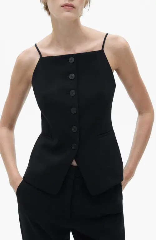 MANGO Button-Front Top in Black at Nordstrom, Size X-Large | Nordstrom
