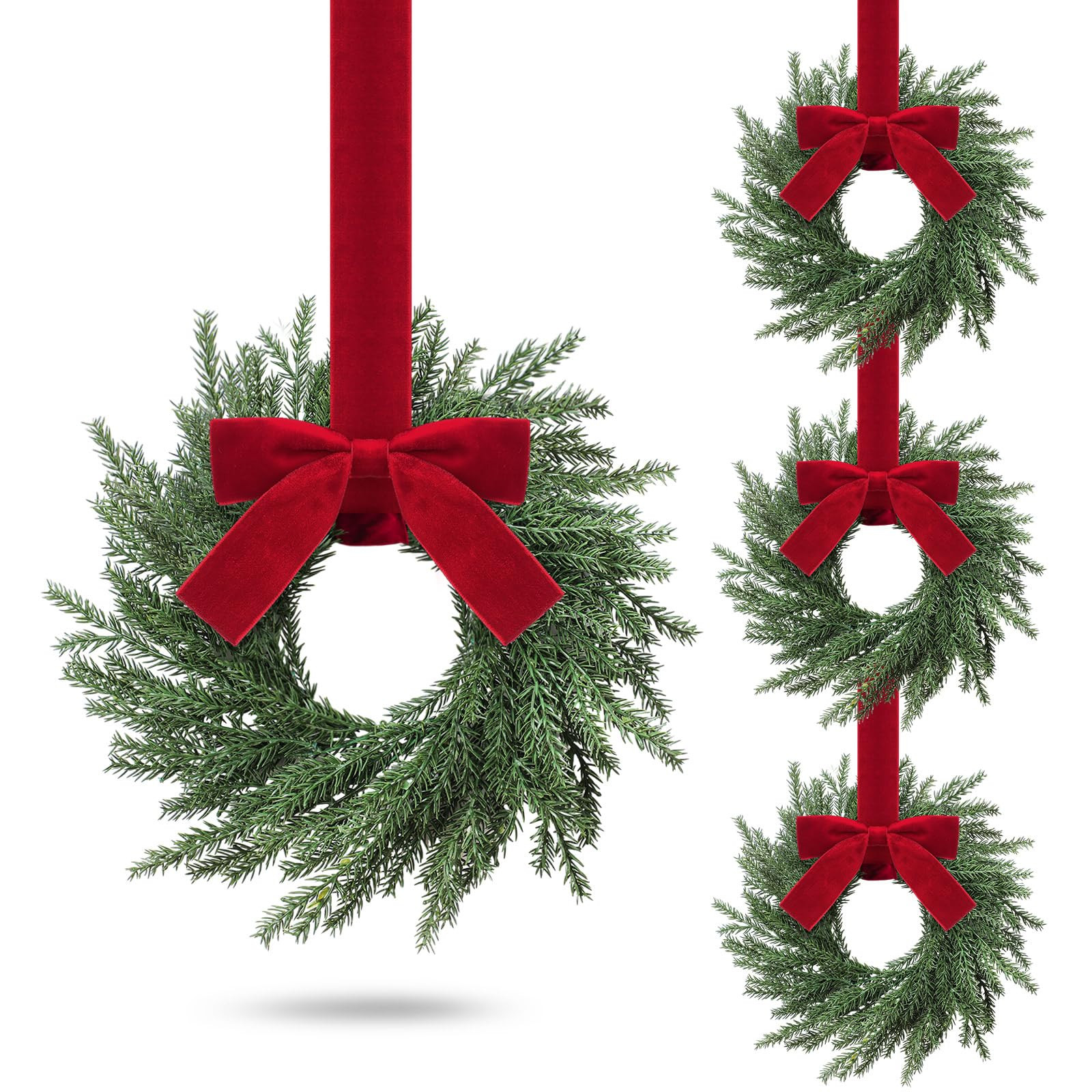 4 Pcs Small Christmas Norfolk Wreaths Evergreen 12.6 Inch Christmas Kitchen Cabinet Mini Wreaths ... | Amazon (US)