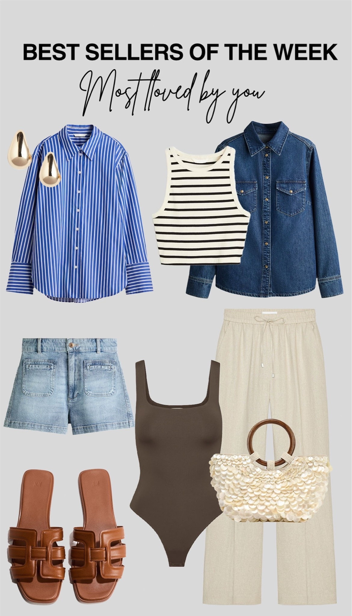 Best sellers of the week 🙋🏼‍♀️

#bestsellers #linenpants #zara #hm 
Linen pants, striped shirt, spring summer fashion inspo, denim shirt, sandals, denim shorts

#LTKsummer #LTKspring #LTKstyletip