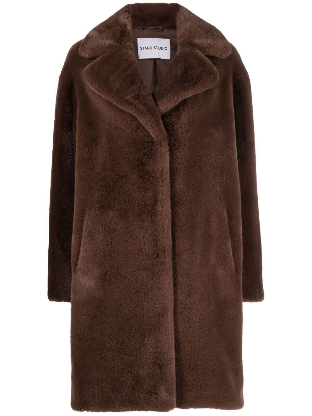 notched-collar faux-fur coat | Farfetch Global