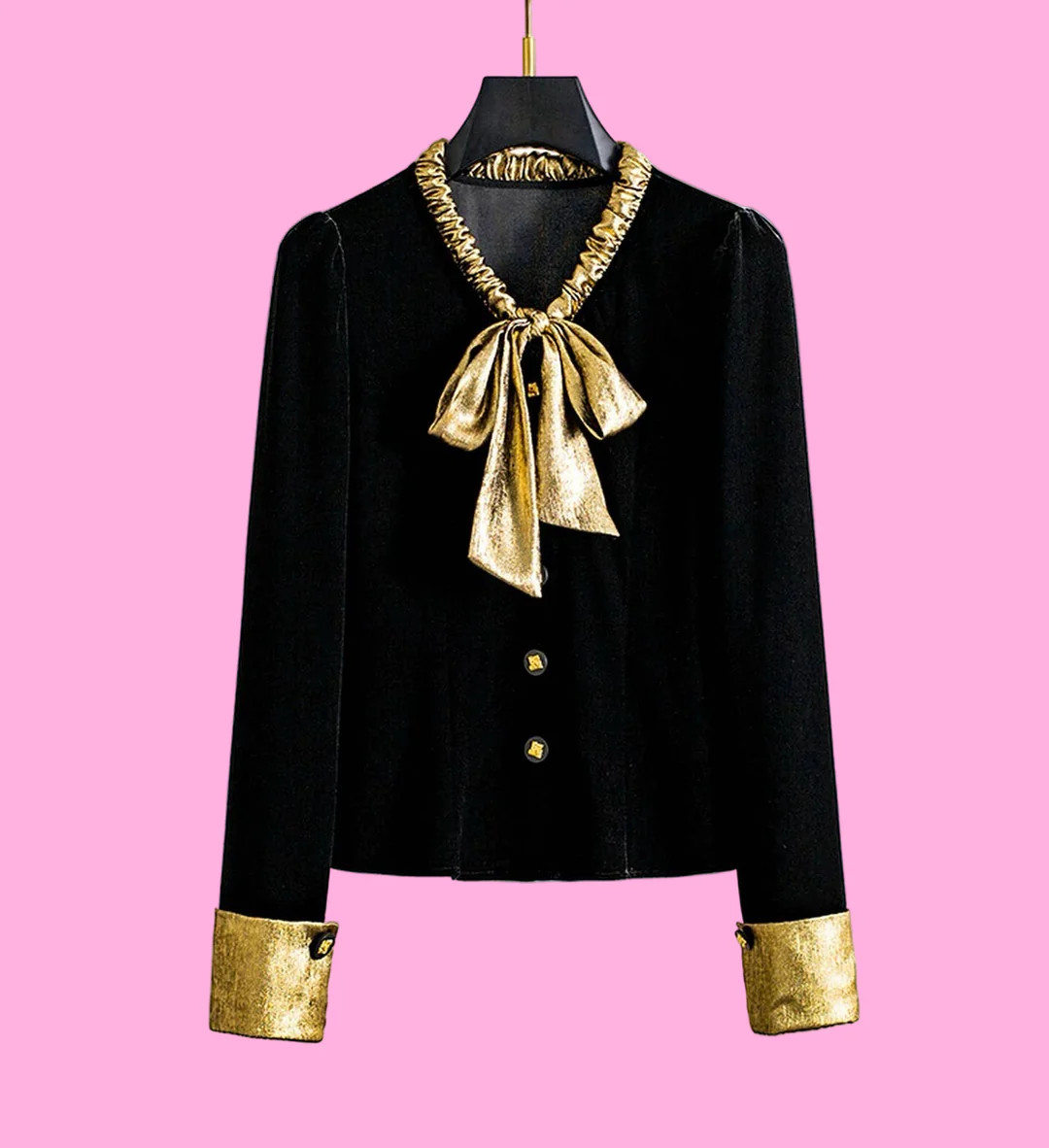 Velvet Bow Tie Blouse | Teggy French