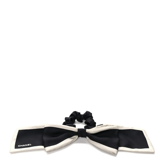 Silk Hair Tie Black Ivory | FASHIONPHILE (US)