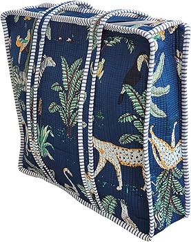100% Cotton Jungle Print Shoulder Bag Tote Bag Women Reversible Shopping Bag and Grocery Bags Sty... | Amazon (US)