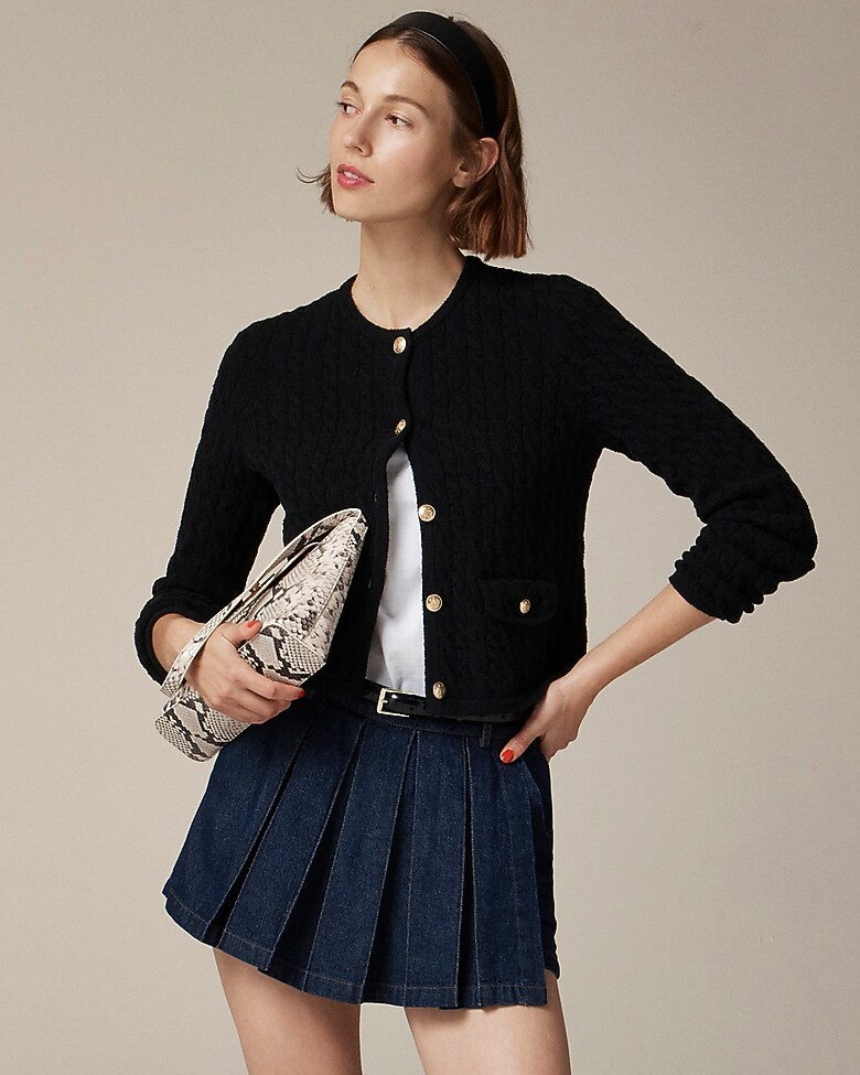 Odette cable-knit sweater lady jacket in cotton-blend bouclé | J. Crew US