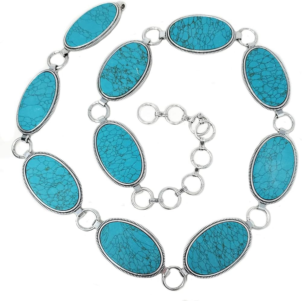 Emulily Western Oval Concho Fashion Chain Belt Western Concho | Amazon (US)