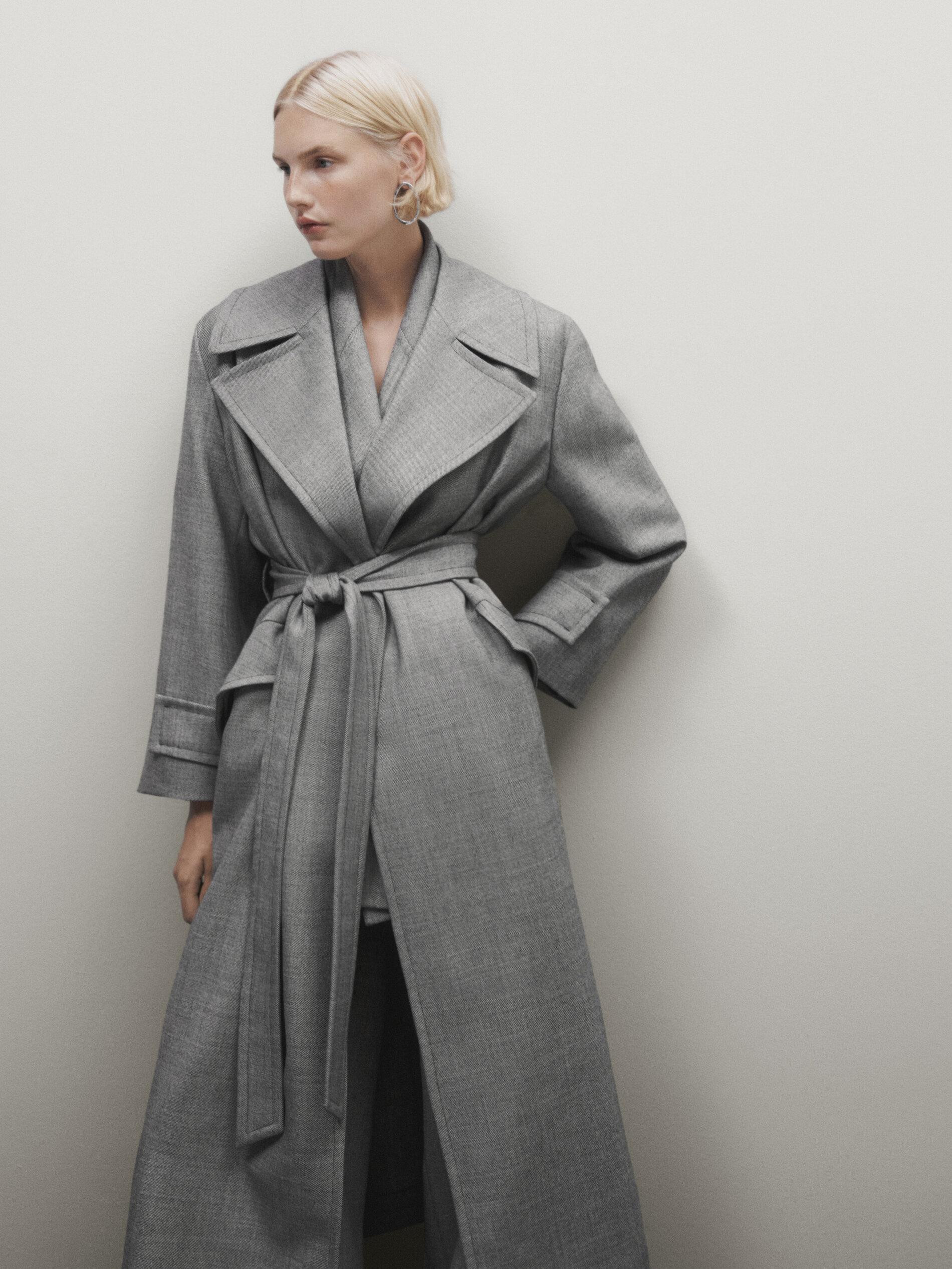Textured belted trench coat - Limited Edition | Massimo Dutti UK