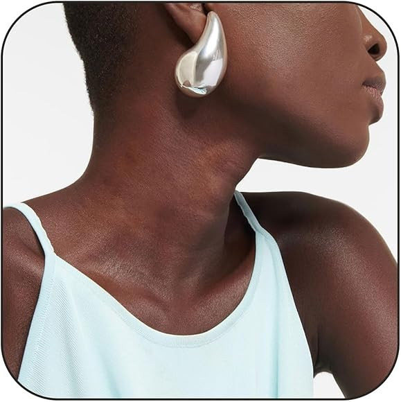 MOROTOLE Extra Large Bottega Earring Dupes, Hypoallergenic Chunky Gold Hoops Lightweight Waterdro... | Amazon (UK)