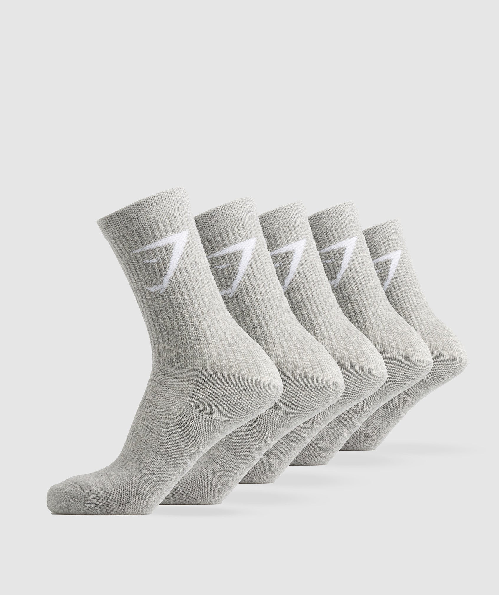 Gymshark Crew Socks 5pk - Light Grey Marl | Gymshark US