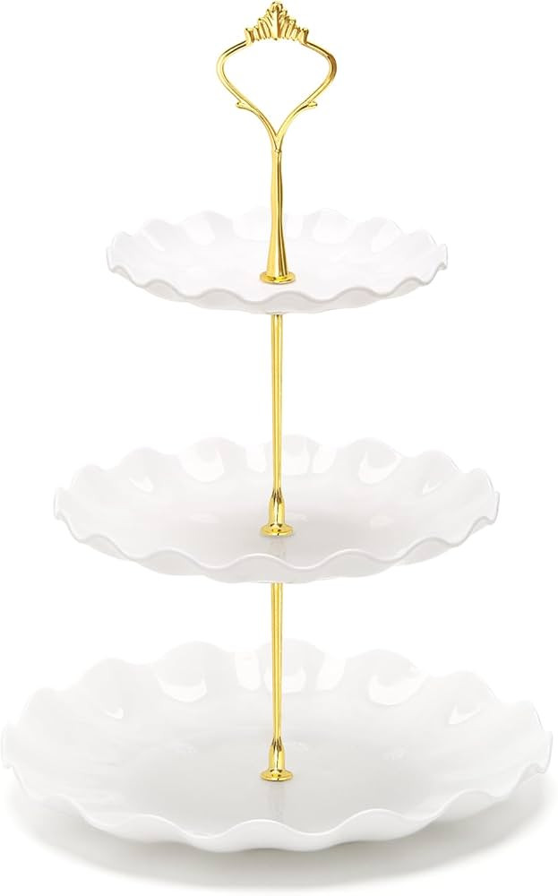 Coitak 3 Tier Cupcake Stand, Plastic Tiered Serving Stand, Dessert Tower Tray for Tea Party, Baby... | Amazon (US)