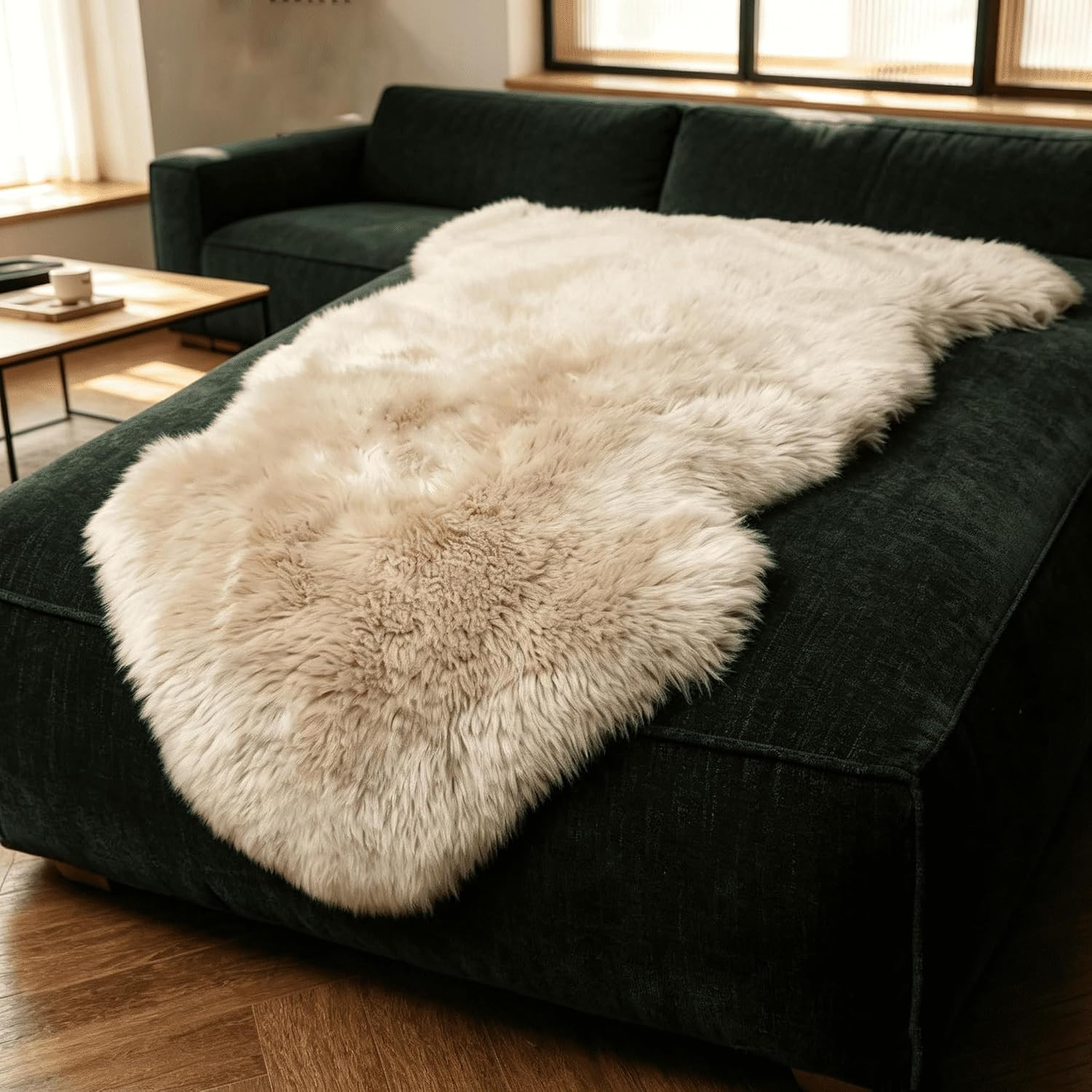 Genuine Sheepskin Rug with Little Patches Single Pelt/Cream Brown | Amazon (US)
