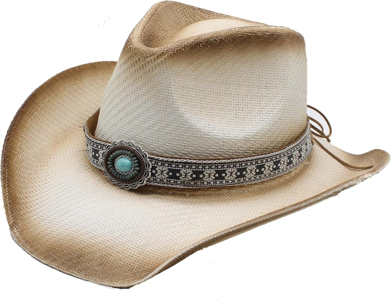 Western Straw Cowboy Hat  Classic Cowgirl Hat with Belt Buckle for Travel | Amazon (US)