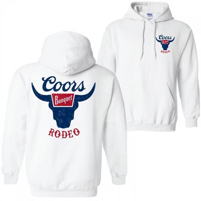 Mens Coors Rodeo Front and Back Logo White Sweatshirt Hoodie - Medium | Target