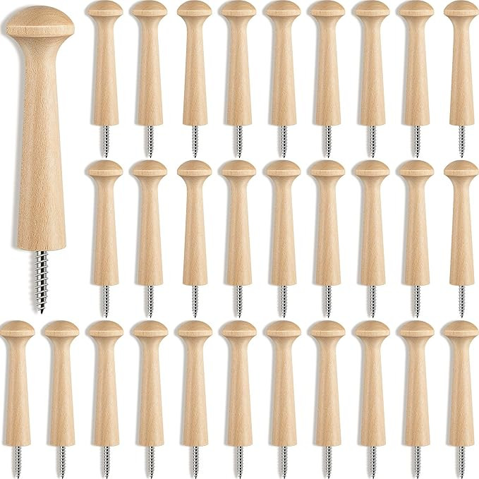 Wooden Shaker Peg Wood Screw-on Shaker Pegs 2.9 Inch Long Unfinished Wood Shaker Racks for Hangin... | Amazon (US)