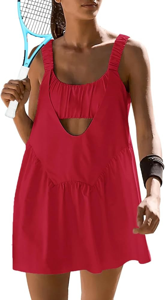 Sexyasasii Women Tennis Dress with Built in Shorts and Bra Sleeveless Casual Backless Golf Dress ... | Amazon (US)