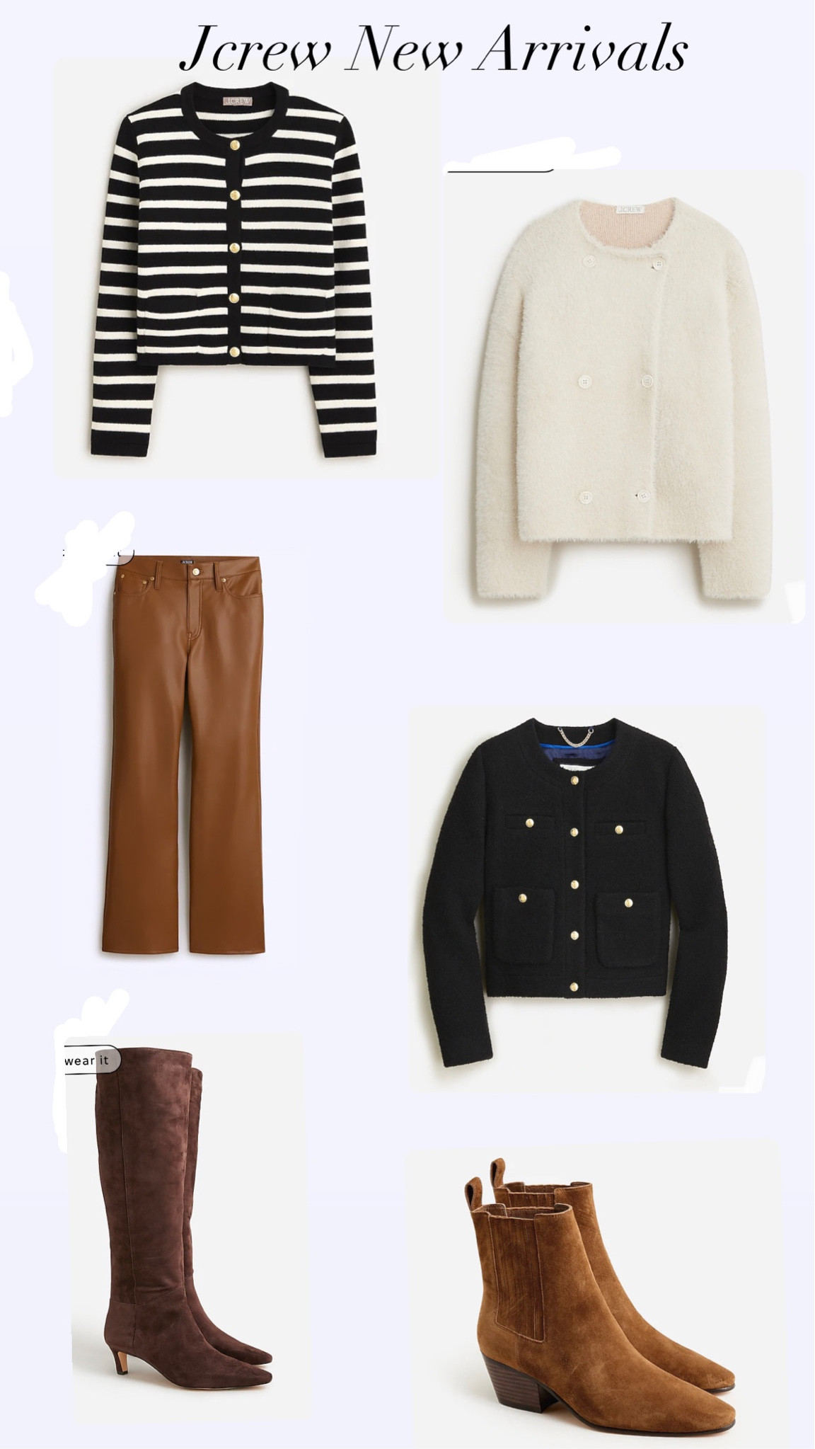 Fall clothes, sweaters, leather pants, boots, jcrew new arrivals 

#LTKSeasonal #LTKstyletip