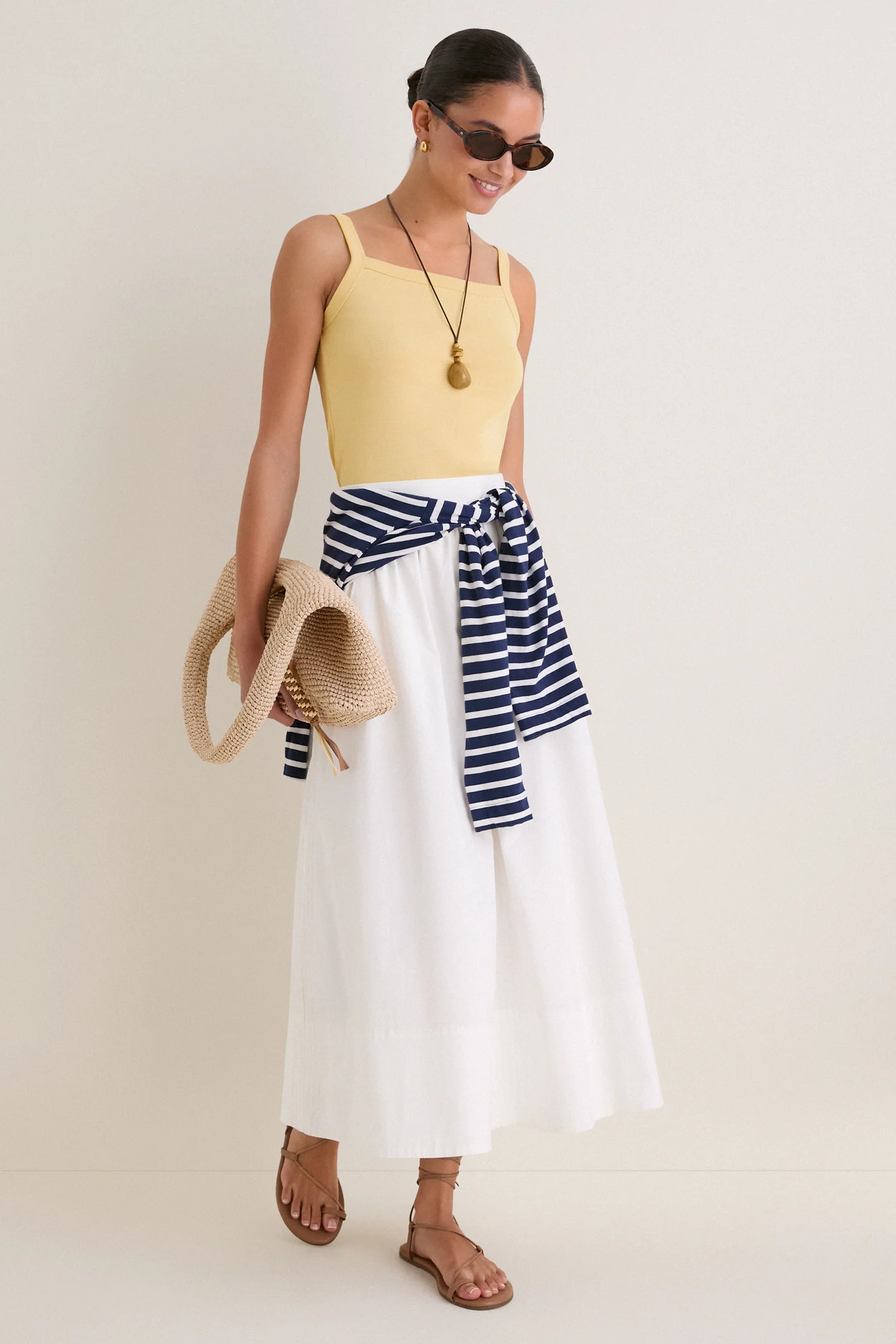 White Poplin Trapunto Stitch Brie Skirt | Tuckernuck (US)