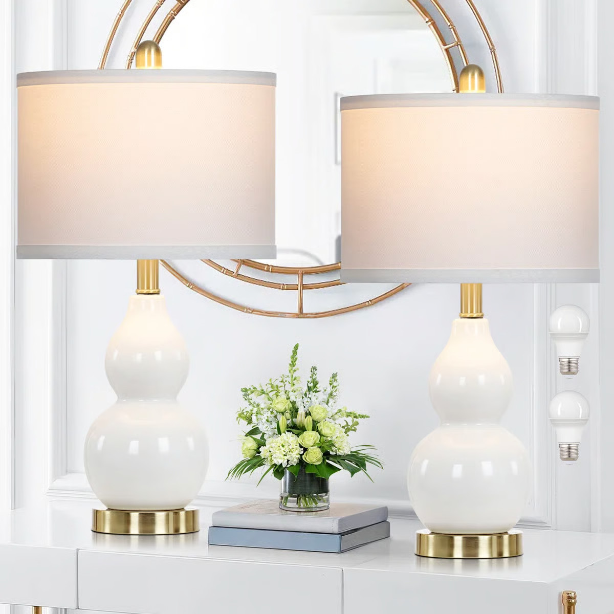 Mercer41 Haahris 22" Ceramic Gourd Bedside Table Lamp Set with Bulbs & Reviews | Wayfair | Wayfair North America