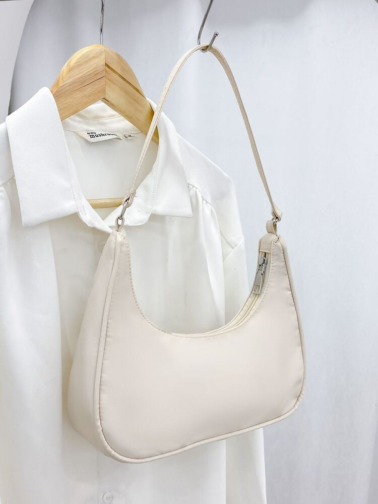 Minimalist Zip-Up Baguette Bag | SHEIN