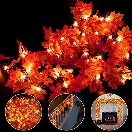Amazon.com: 4 Pack Fall Decorations Leaf Garland String Lights for Indoor Outdoor Total 40Ft 80LE... | Amazon (US)