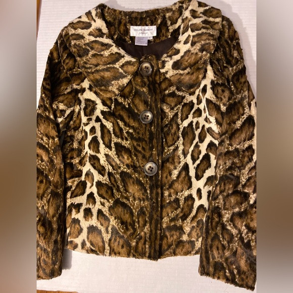 HELENE BERMAN LONDON Faux Fur Leopard Print Jacket, Size Large | Poshmark