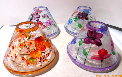 Yankee Candle Crackle Glass Multicolor Flowers Jar Candle Shade PICK ONE NUMBER | eBay US