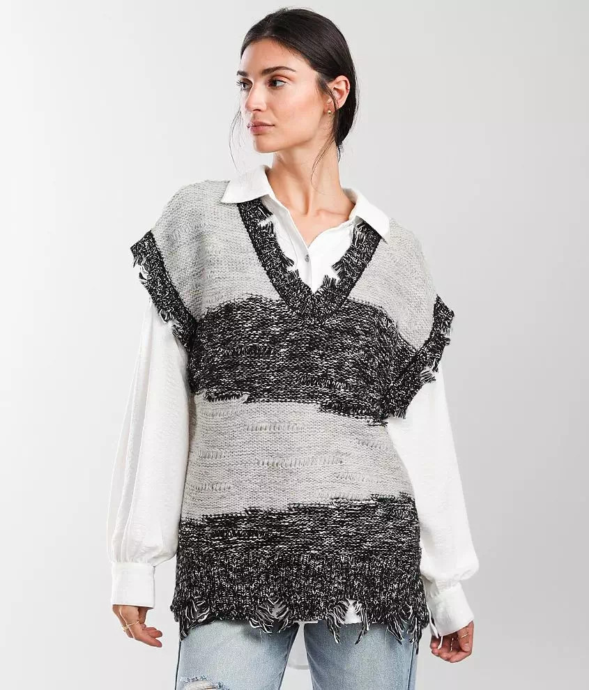 Metallic Color Block Sweater Vest | Buckle