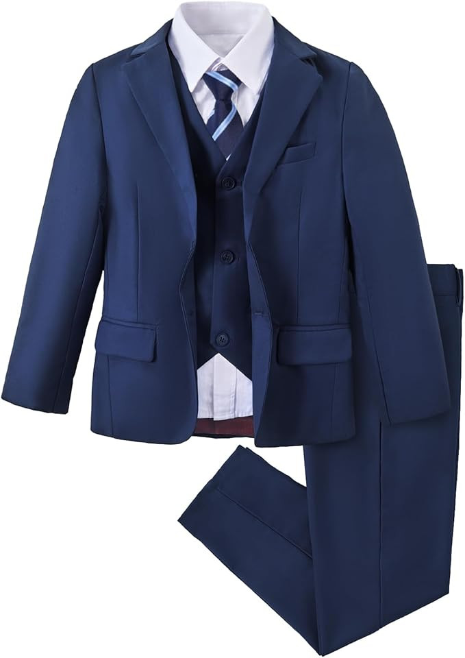 Boys Suit Slim Fit 5 Piece for Kids Toddler Suit Wedding Outfit for Teenage Boys Formal Tuxedo Se... | Amazon (US)