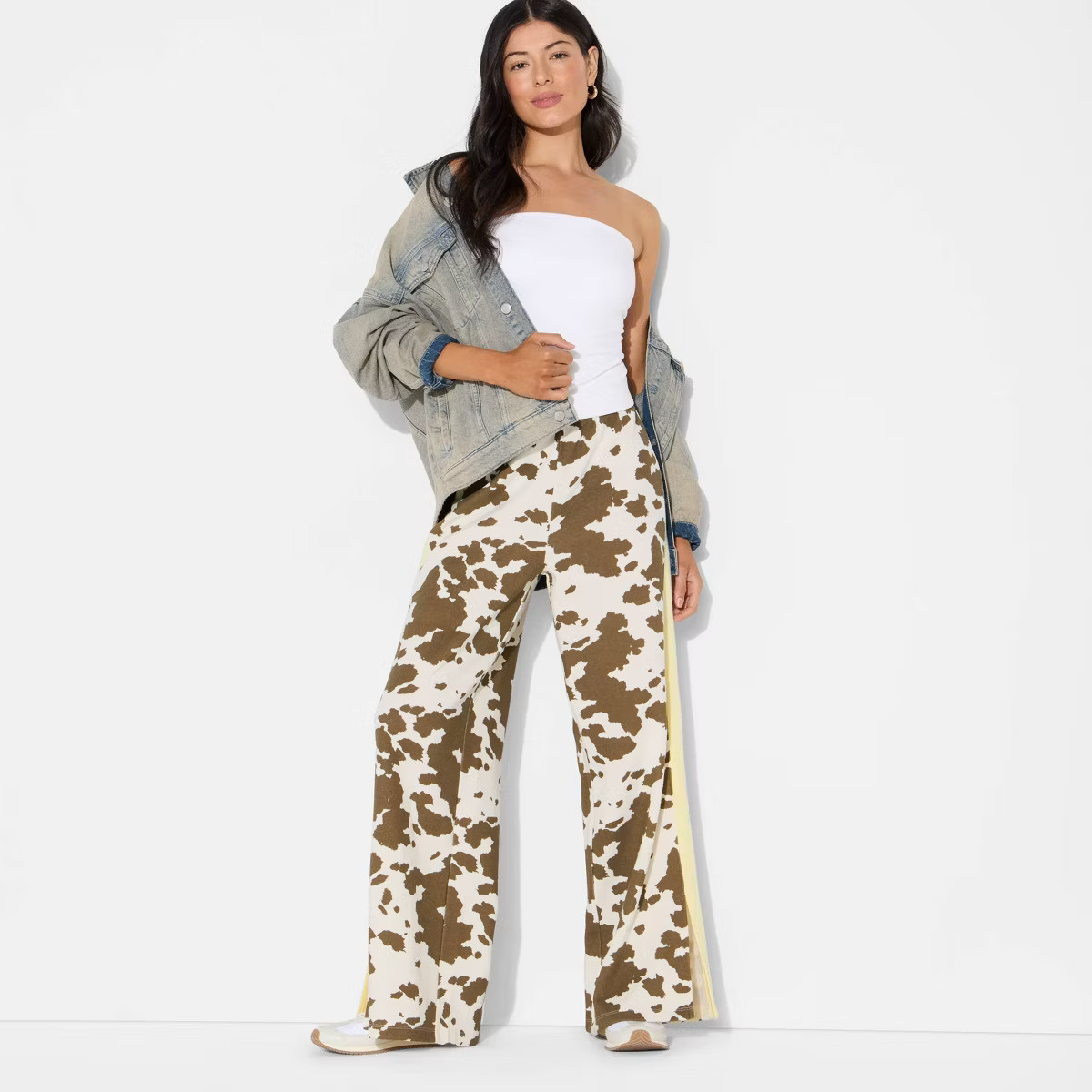 Women's Cow Print Pull-On Graphic Pants - Brown | Target