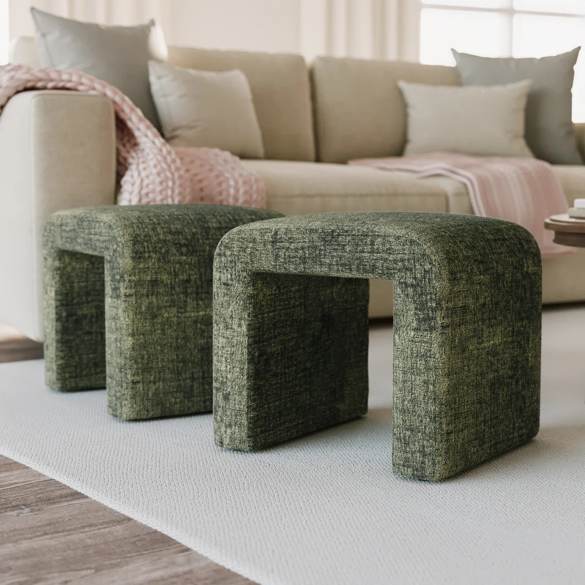 Kennedy 21" W Upholstered Rectangular Ottoman (Set of 2)  (Set of 2) | Wayfair North America