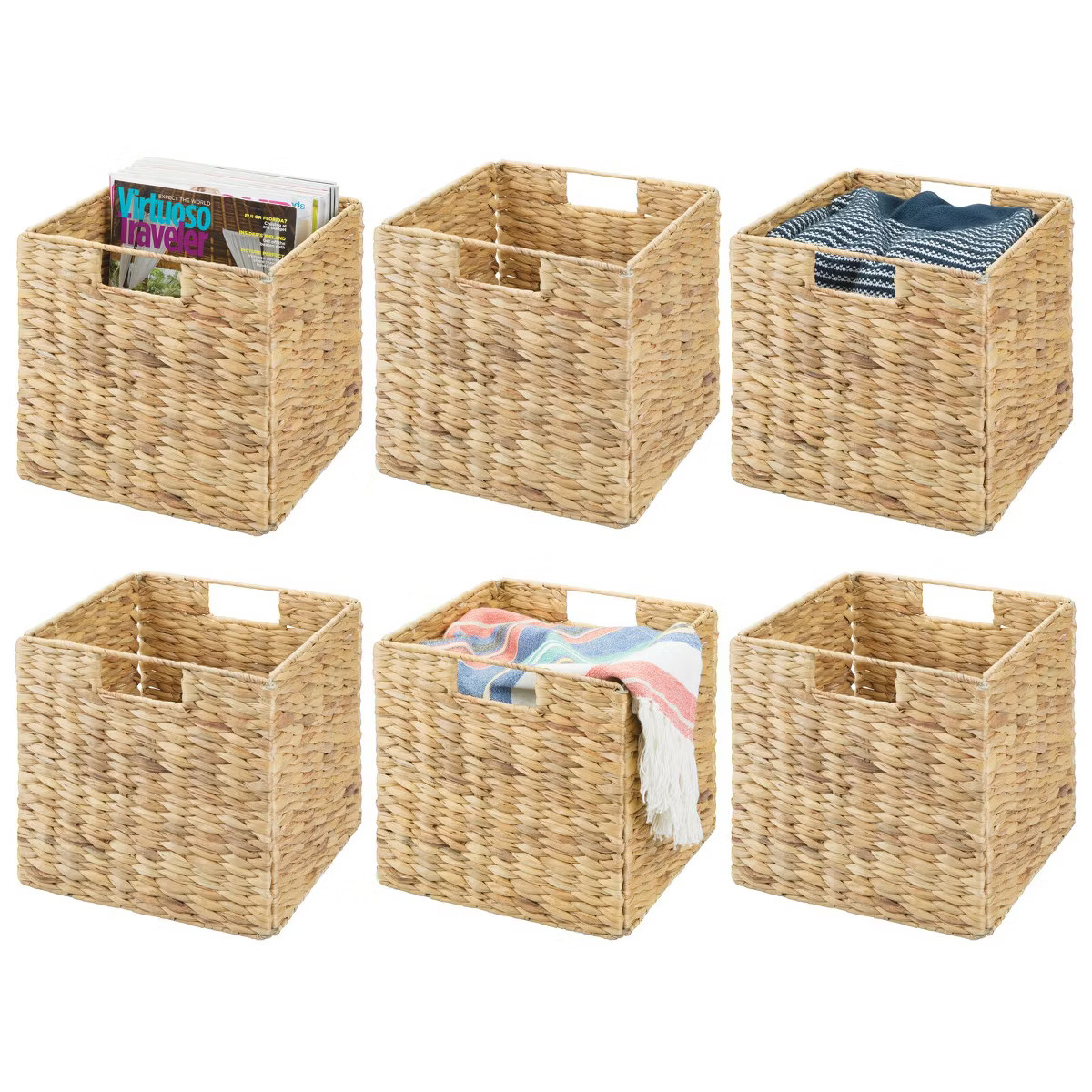 mDesign Woven Hyacinth Home Storage Basket Cube Furniture, 6 Pack | Target