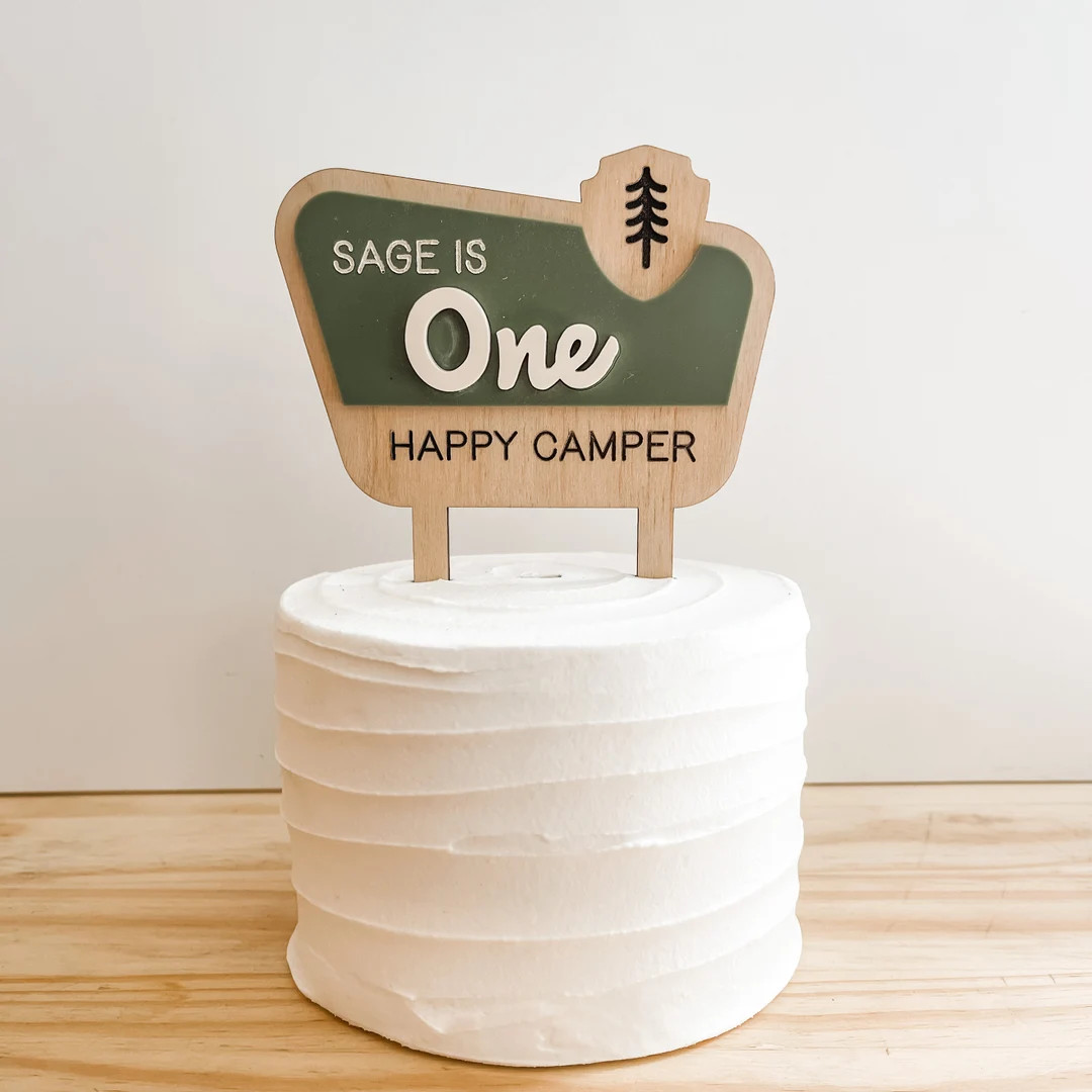 National Park Sign Cake Topper|One Happy Camper|Camping Birthday Party Theme|First Birthday|Outdo... | Etsy (US)