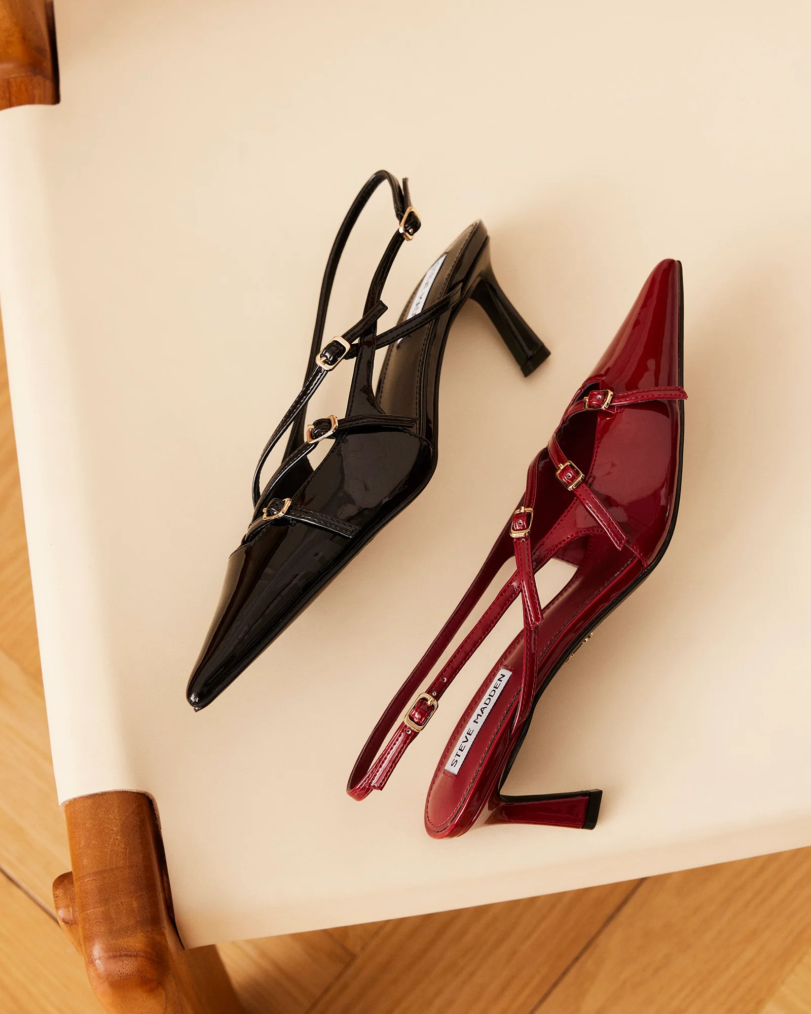 LIANA Black Patent Women's Slingback Pointed-Toe Low Heel | Steve Madden (US)