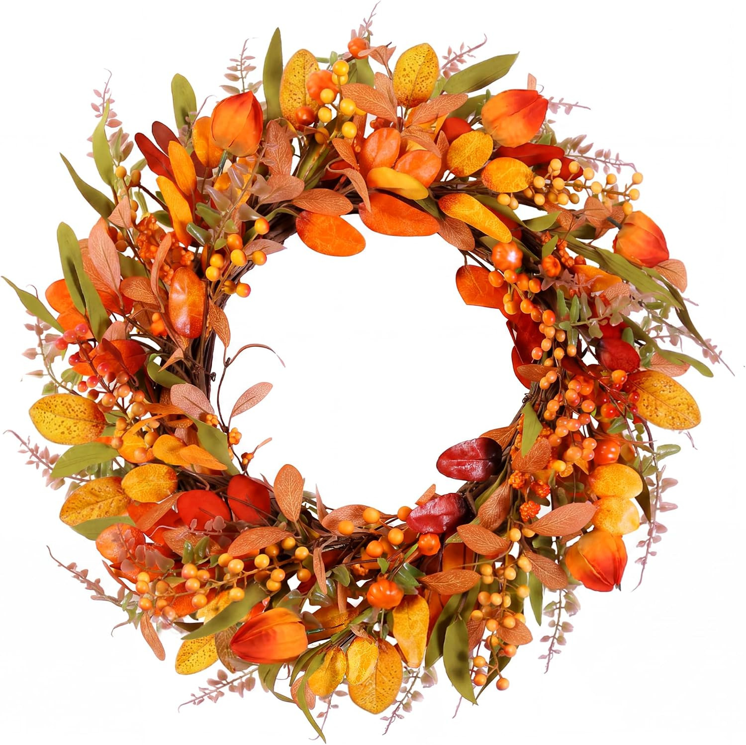 22" Fall Wreath for Front Door Pumpkin Artificial Wall Decor Autumn | Amazon (US)