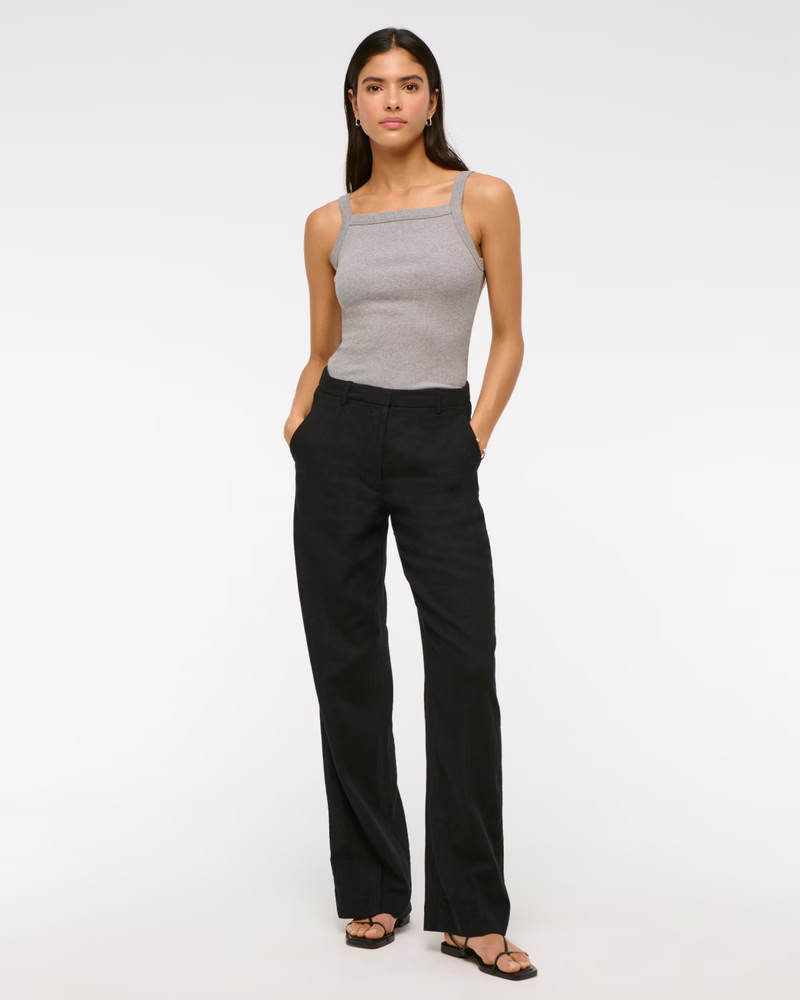 Women's Tailored Linen-Blend Wide Leg Pant | Women's New Arrivals | Abercrombie.com | Abercrombie & Fitch (UK)